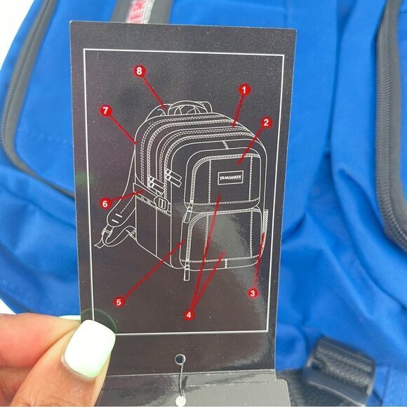 TrailMaker Classic 17” Blue Student Multi Compartment Laptop Backpack Bookbag - Picture 6 of 11